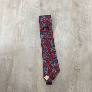Vintage Jordache Paisley Red and Blue Men's Tie